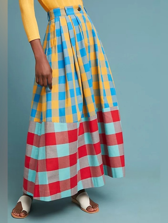 Mara Hoffman Dresses & Skirts - Mara Hoffman Yellow, Blue, Red & Aqua Gingham Maxi Skirt
